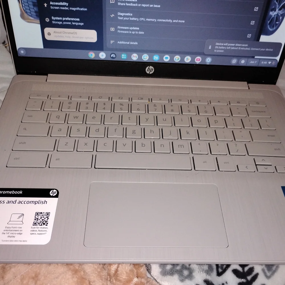 HP Silver Laptop with Chrome OS